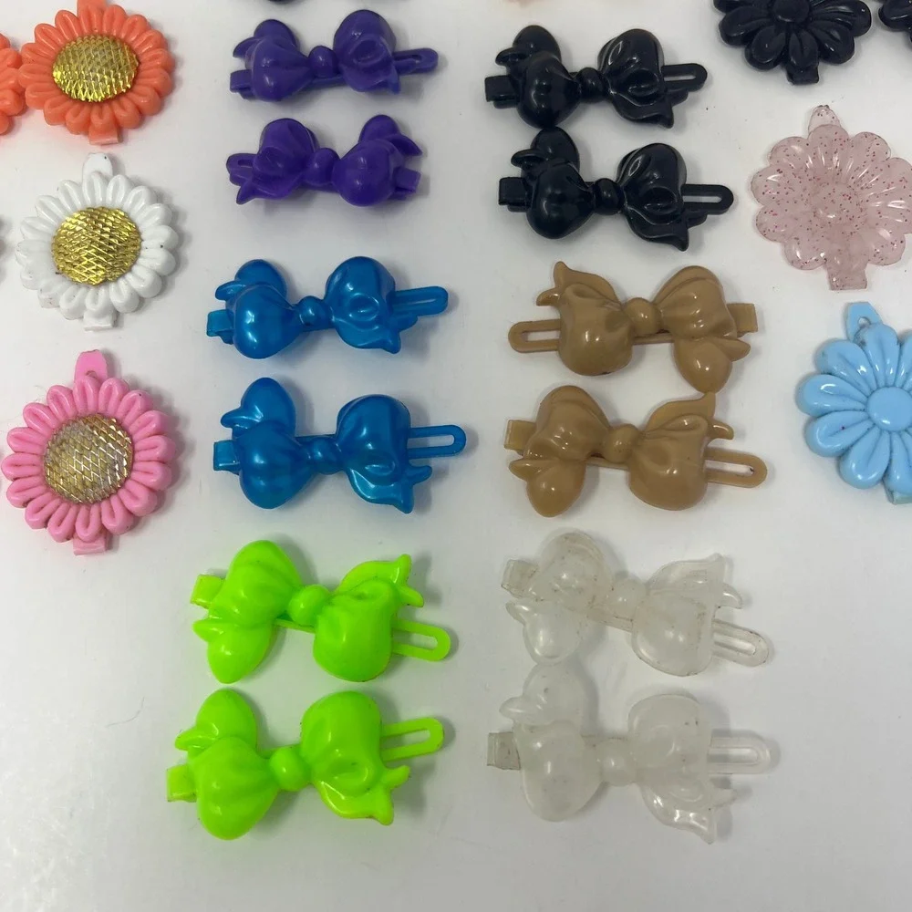 Kids Plastic Hair Barrettes Lot 60 Pc Sunflower Daisy Bow Clips Cute Accessories